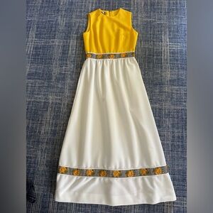 Beautiful vintage, yellow, and white dress